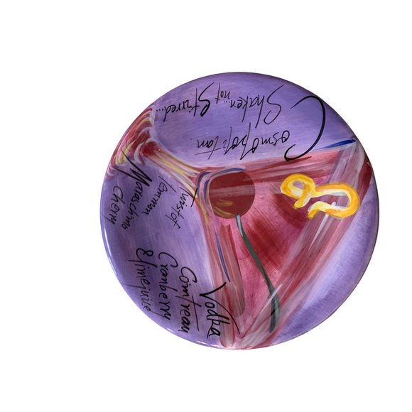 Magnificent Martinis Ambiance Salad Plate Set of 2 Blue Martini Cosmo Purple Blu - Picture 3 of 4